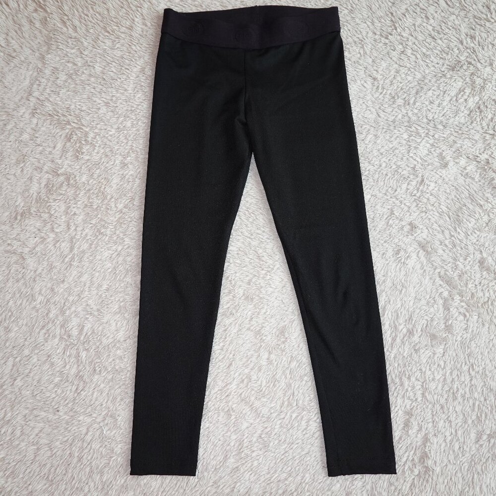 Girls Gymnastics Wide Band Black Ozone Leggings - Size Youth Large - 22" Inseam